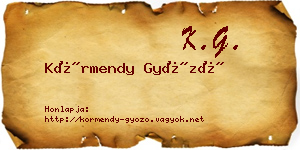 Körmendy Győző névjegykártya